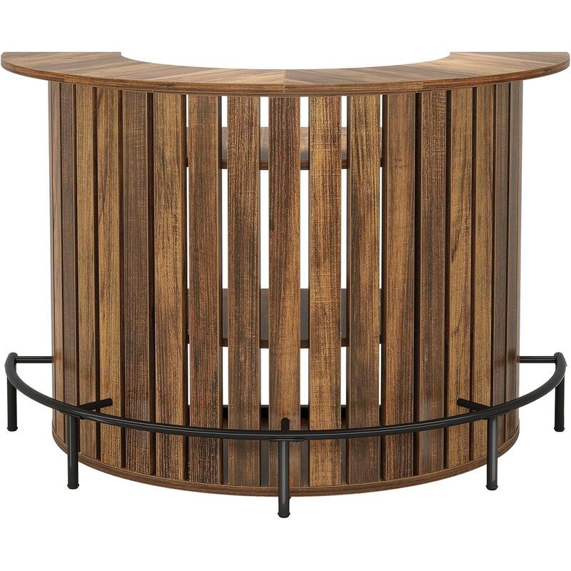 4-Tier Bar Table, Arc-Shaped Mini Home Bar Table with Footrest