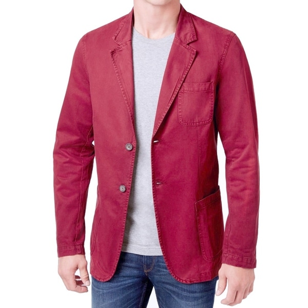 WEATHERPROOF NEW Tandoori Red Men XL Two Button Over Dyed Blazer