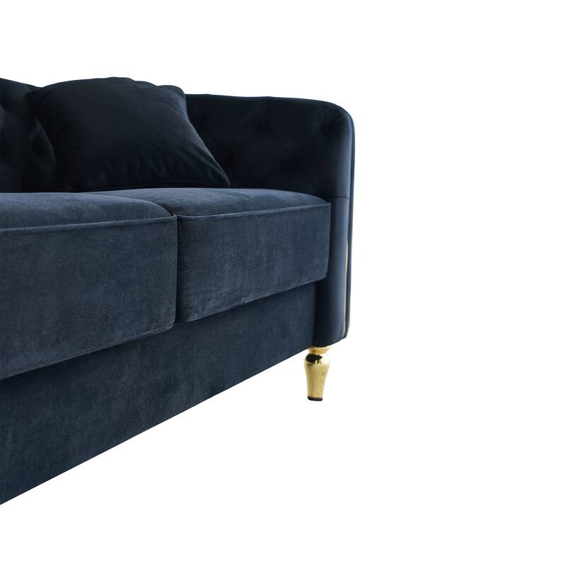 Luxurious Modern Tufted Velvet Sofa with Gold Metal Legs by Harper&Bright Designs