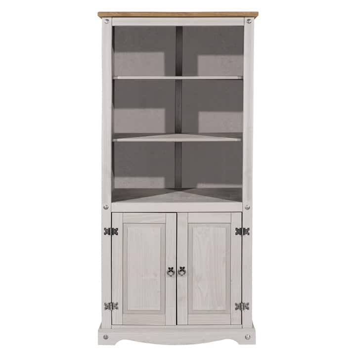 Wood Bookcase Library With Doors Corona Collection | Furniture Dash