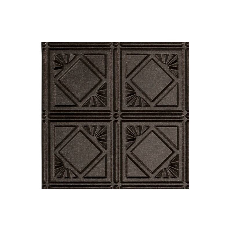 FASÄDE Traditional Style 4 Decorative Vinyl 2ft x 4ft Glue Up Ceiling Panel in Smoked Pewter (5 Pack) - 12in x 12in Sample - Smoked Pewter