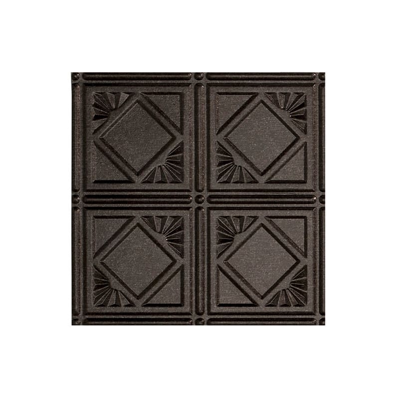 FASÄDE Traditional Style 4 Decorative Vinyl 2ft x 2ft Lay in Ceiling Panel in Smoked Pewter (5 Pack) - 12in x 12in Sample - Smoked Pewter