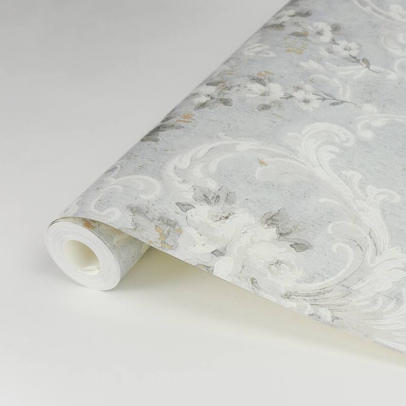 Zio and Sons This Old Hudson Vintage Blue Rose Damask Wallpaper