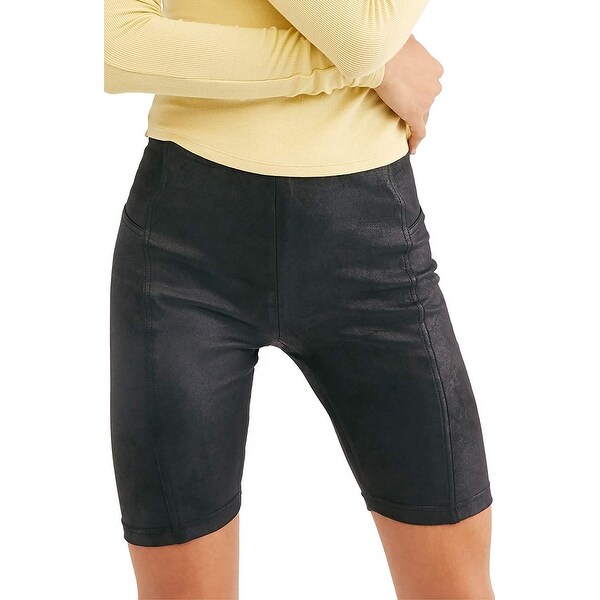 Free People Women's Shorts Black Size Small S Faux-Suede Pull-On