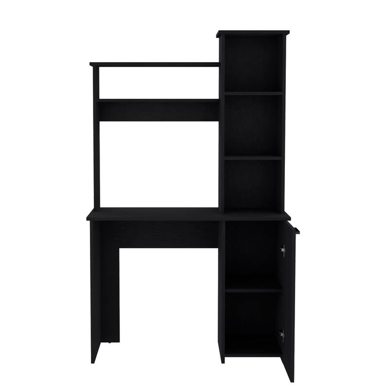 Contemporary Writing Desk with Spacious Work Surface, Hutch Storage, and Stylish Shelves for Home Office Organization