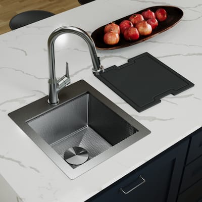 Matrix 17" Top Mount Workstation 16 Gauge Single Bowl Stainless Steel Sink with Accessories