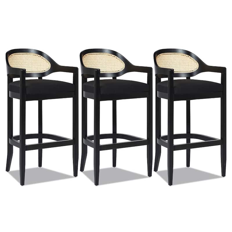 Americana Mid-Century Modern Rattan Cane Back Counter and Bar Stool
