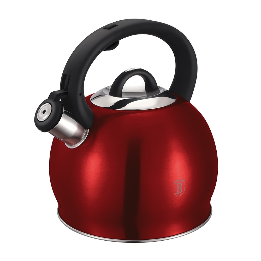 Viking 2.6-Quart Red Stainless Steel Whistling Kettle with 3-Ply