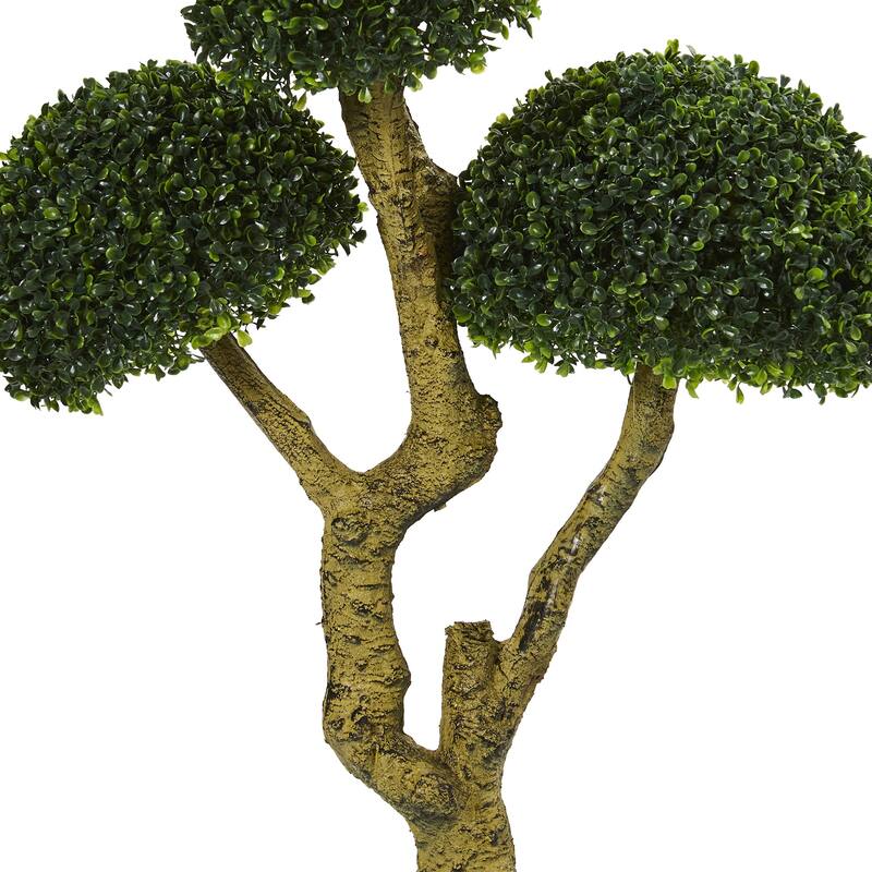 5' Artificial Outdoor Five Head UV Resistant Boxwood Tree in Brown Pot