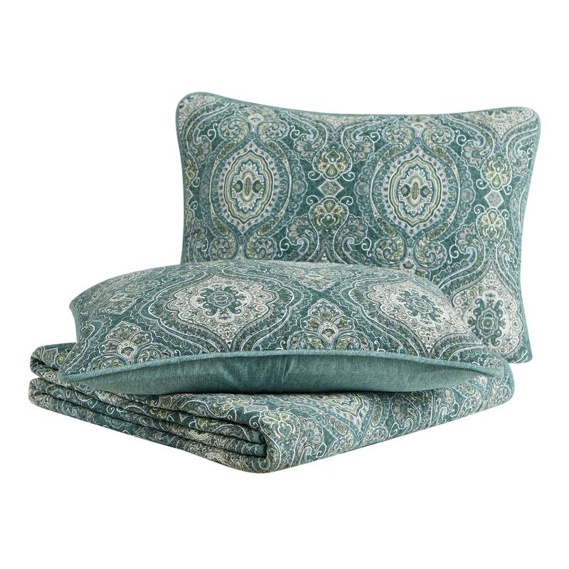 Tommy Bahama Bonny Cove Floral Pattern With Palm Reverse Quilt (Beige, 3 Piece Set)