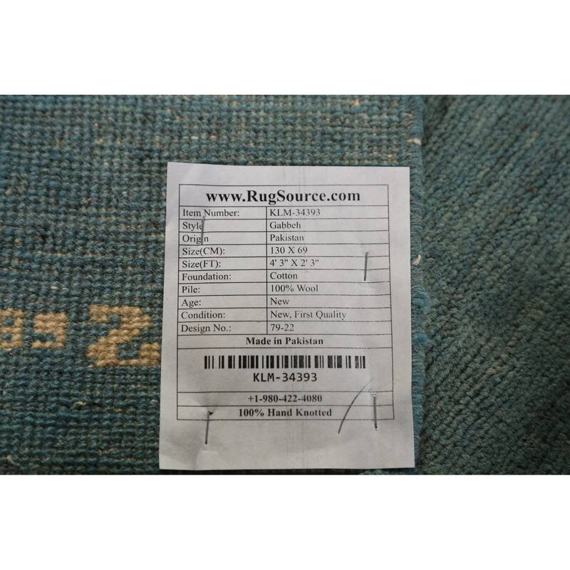 Stripe Gabbeh Oriental Foyer Rug Hand-Knotted Wool Carpet - 2'3" x 4'3"