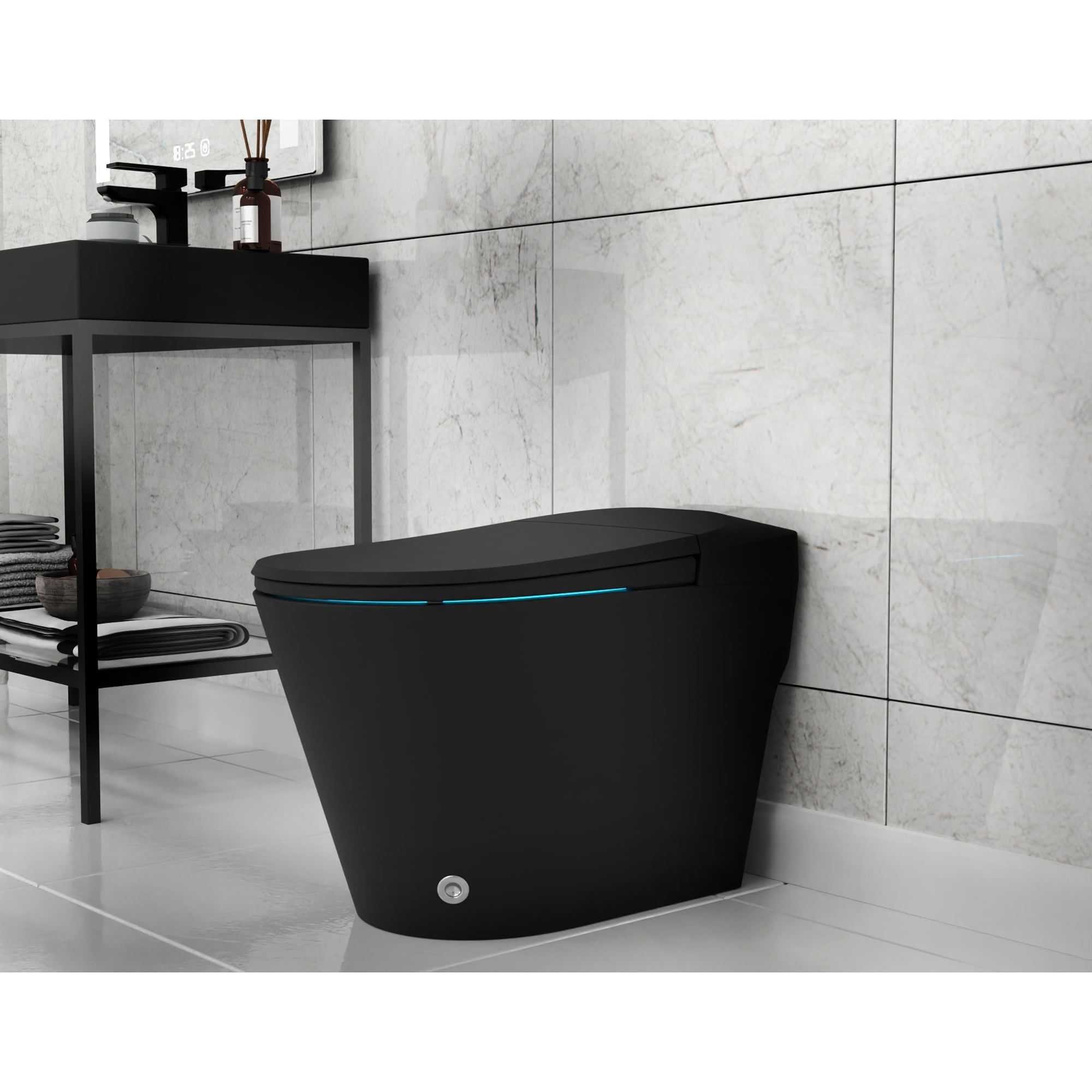 ENVO Echo Elongated Smart Toilet Bidet in Matte Black with Auto Open, Auto  Flush, Voice and Wifi Controls - Bed Bath \u0026 Beyond - 39110116, image size:2000x2000