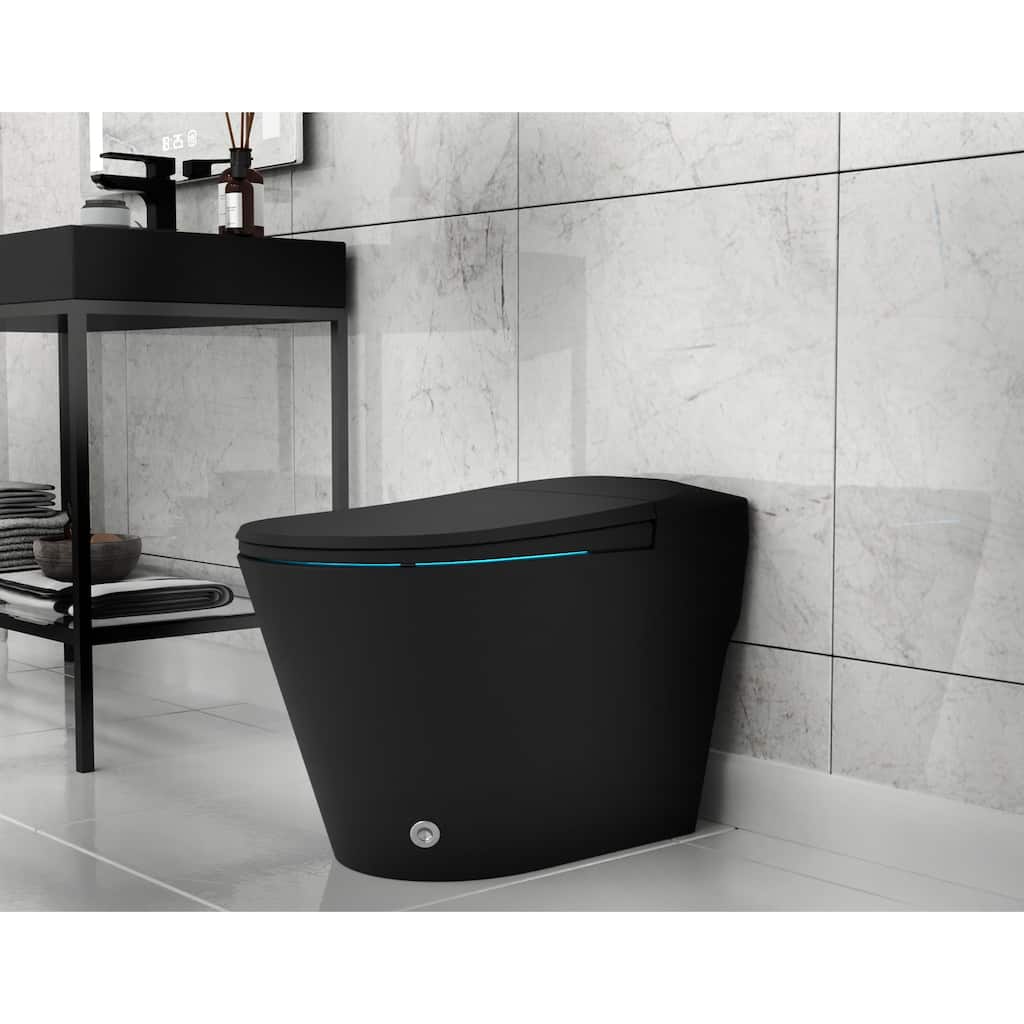 ENVO Echo Elongated Smart Toilet Bidet in Matte Black with Auto Open, Auto Flush, Voice and Wifi Controls