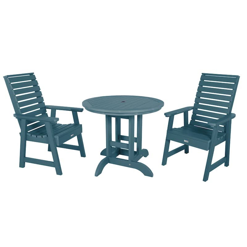 Weatherly 3-piece Outdoor Dining Set - 36" Round Table, Dining-height - Nantucket Blue