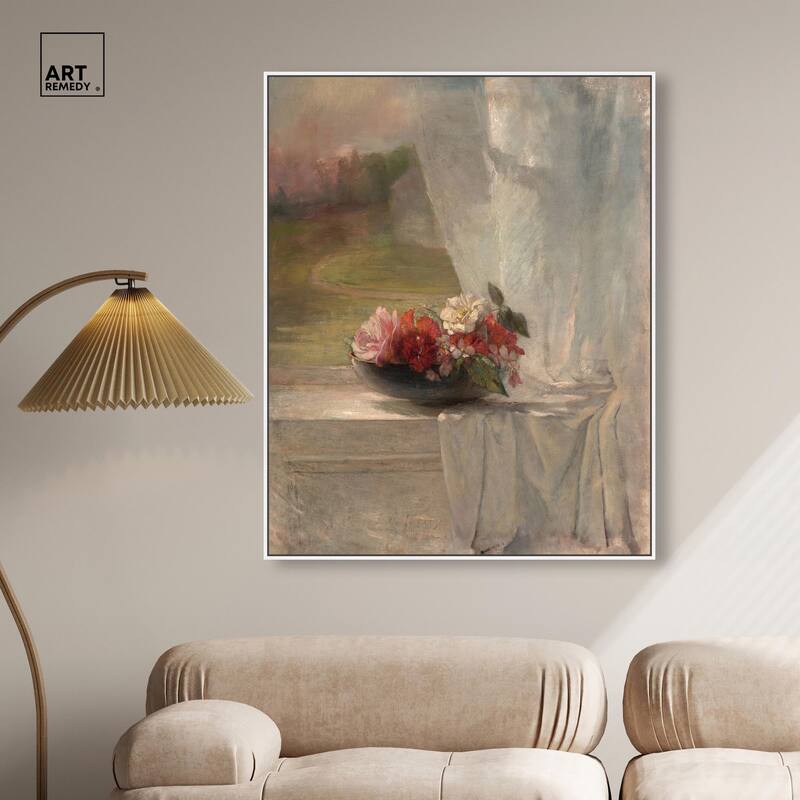 Flowers on a Window Ledge 1861 Canvas by Art Remedy