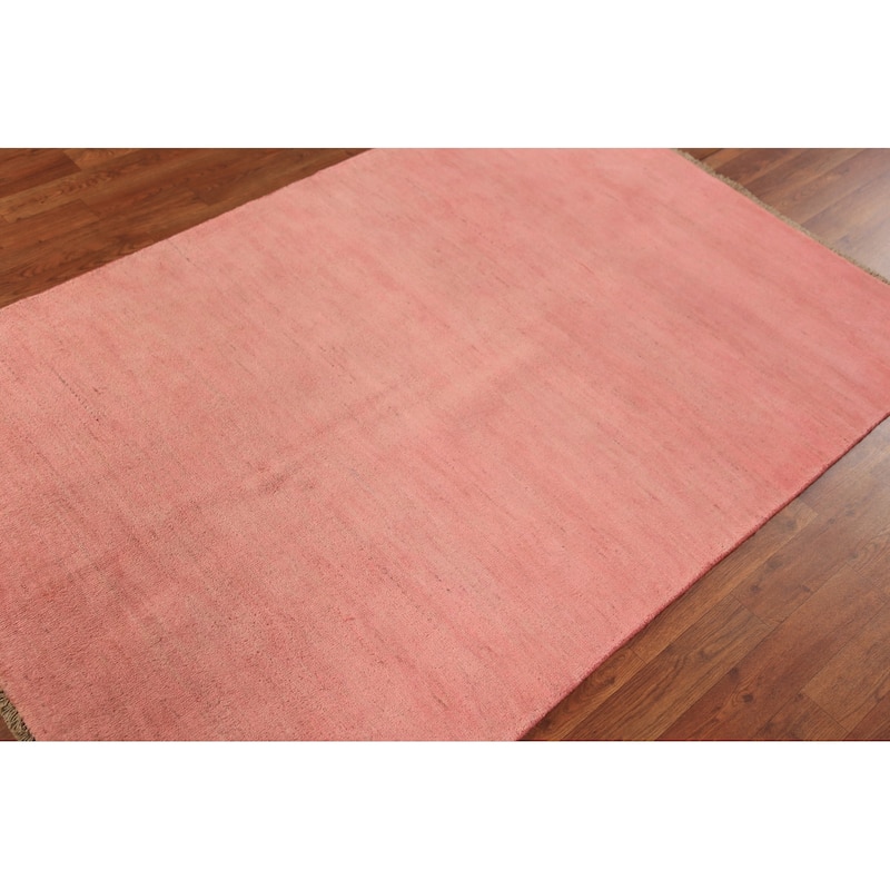 Pink Gabbeh Modern Rug Handmade Wool Carpet - 3'11" x 5'11"