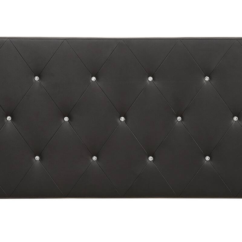 Silver Orchid Heston Contemporary Crystal Diamond Tufted Black Headboard