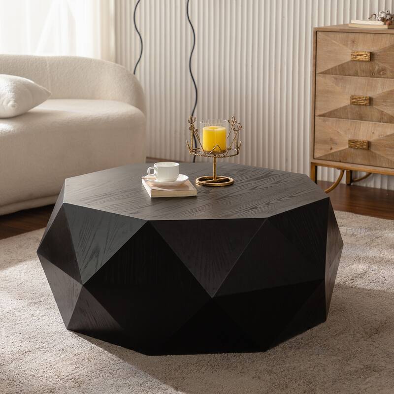 American Retro Coffee Table with 3D Relief Pattern, Nail Holes Knots and Wood Marks, for Living Room