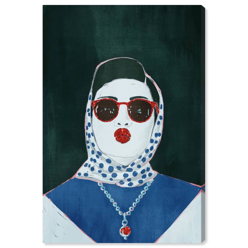 Wynwood Studio Fashion and Glam Portrait of Ruby Red Blue and Glam Wall Art Canvas Print