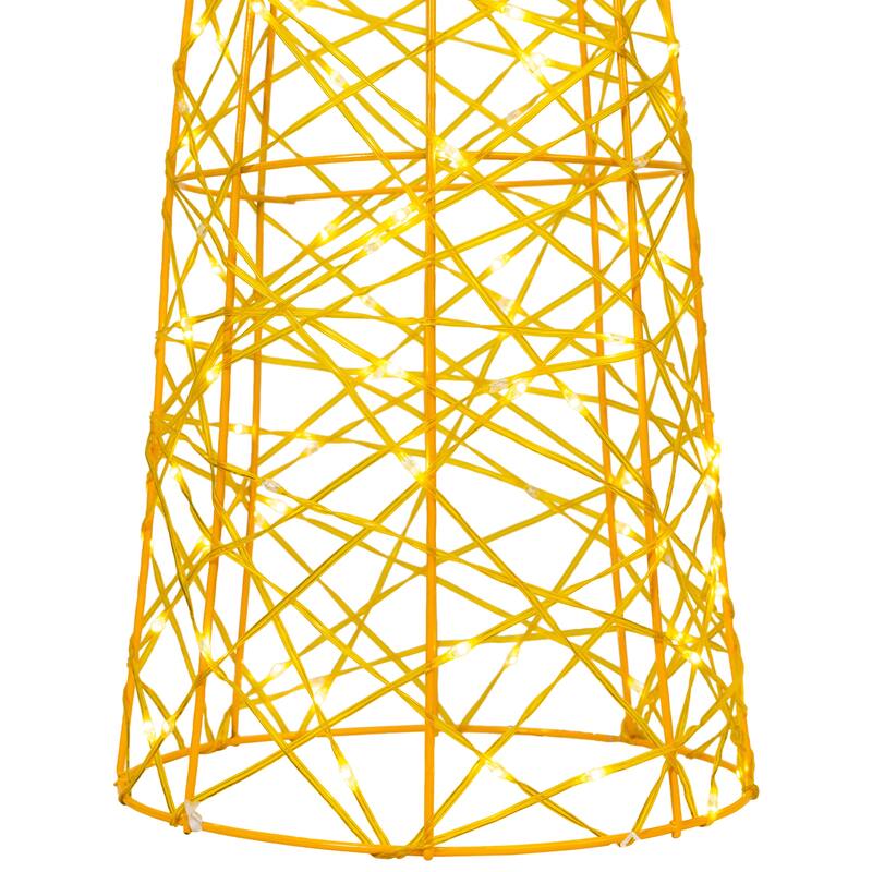 3 LED Twinkle Lighted Gold Mesh Cone Trees Christmas Decors 39.5"