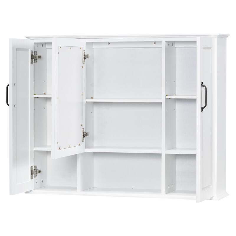 GDFStudio - Nathaniel Brooks Modern Wall Mounted Medicine Cabinet with Mirror and Versatile Storage Design