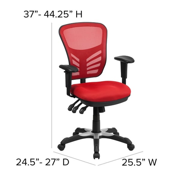 dimension image slide 4 of 13, Nicholas Mid-Back Blue Mesh Multifunction Executive Swivel Ergonomic Office Chair with Adjustable Arms