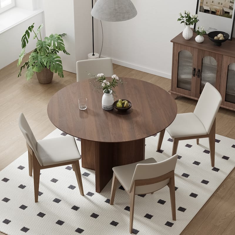 Solid Wood Round Dining Table for 4-8 People Nordic style - 45*30 - Walnut