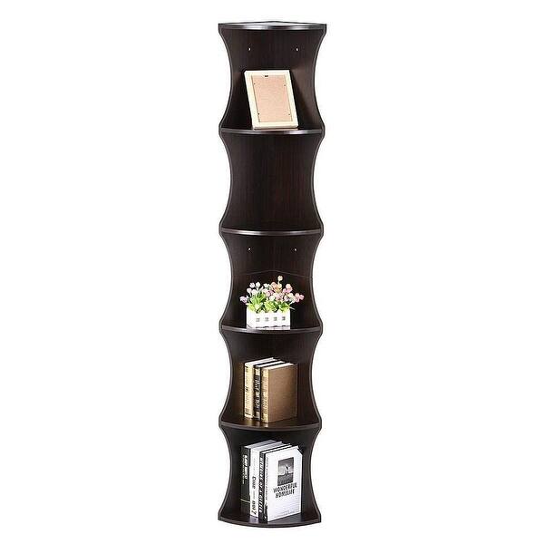 Shop 5 Tier Brown Round Wall Corner Shelf Stand Storage Skinny