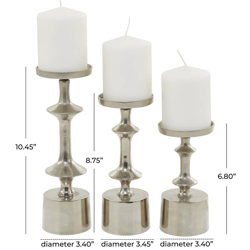 Aluminum Metal Pillar Decorative Candle Holder - Set of 3 Black, Gold, Silver - CosmoLiving by Cosmopolitan