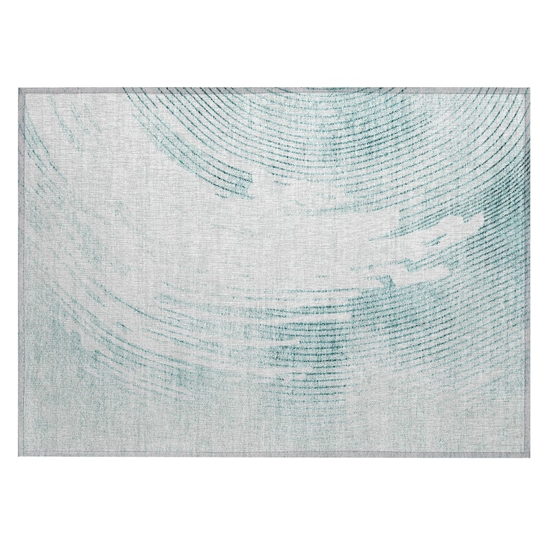 Machine Washable Indoor/Outdoor Contemporary Wave Chantille Rug