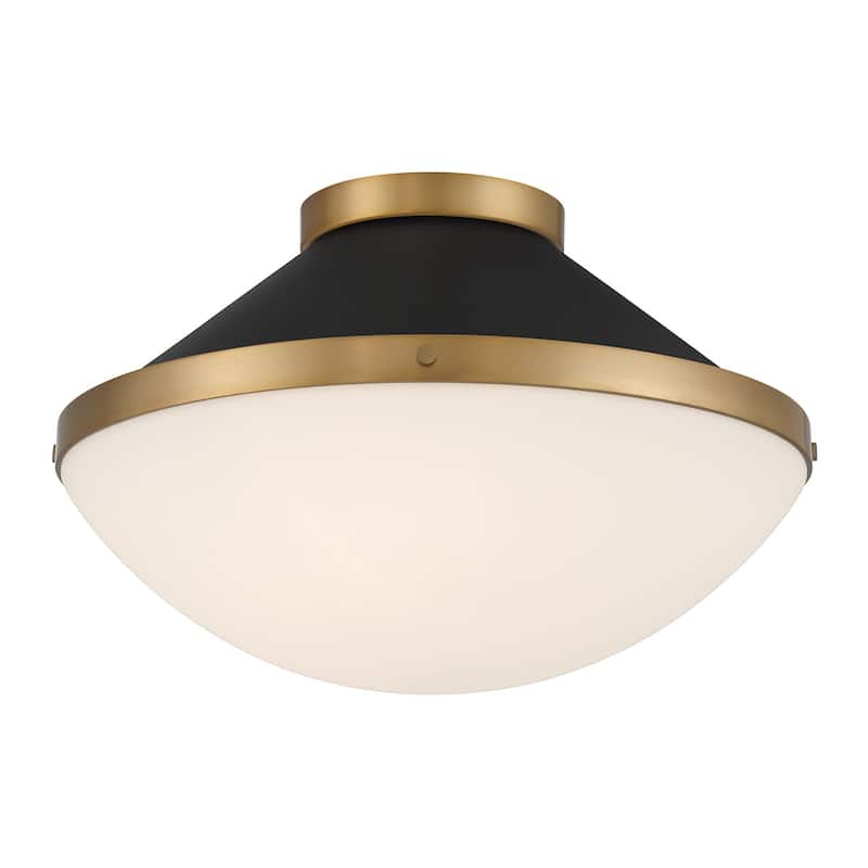 Crystorama Lighting Group XAN-8002 Xander 2 Light 16" Wide Flush Mount - Vibrant Gold / Matte Black