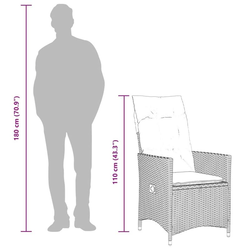 vidaXL Garden Dining Set Grey - 23.2 x 22.0 x 36.2 in