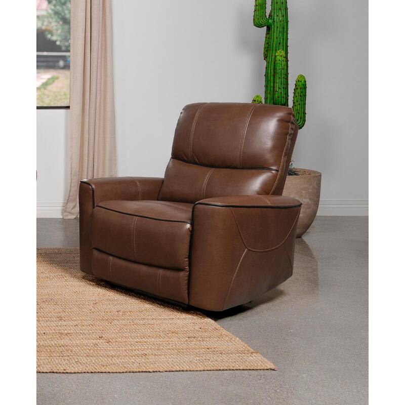 Denson Upholstered Power Recliner Chair - Brown
