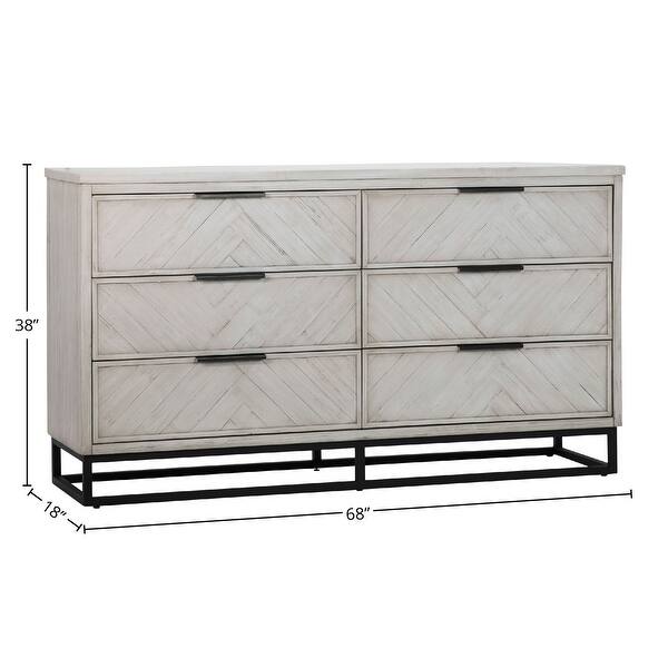 Vincent Light Wash Acacia and Black Iron 6Drawer Dresser with
