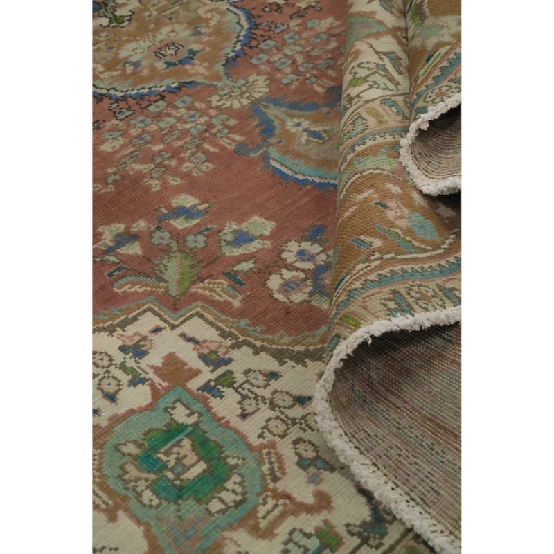Hand Knotted Oriental 100% Wool Carpet Traditional Floral Oranges & Rust Tabriz Area Rug - 9' 4'' X 6' 5''