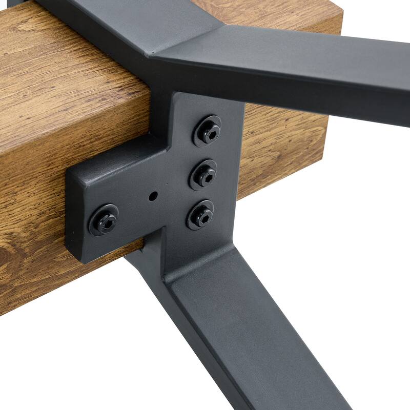 Roomfitters Large Glass Dining Table with 79 Inch Top and Black X-Shaped Legs with MDF Beam for Dining Room, Black, Transparent