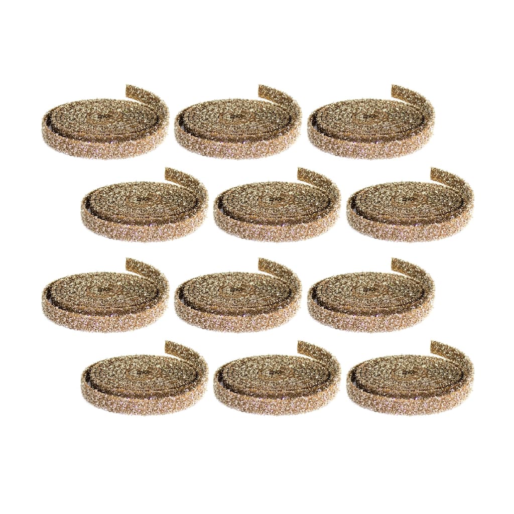 Gold Glitter Rope Ribbon (Set of 12 Rolls) - N/A