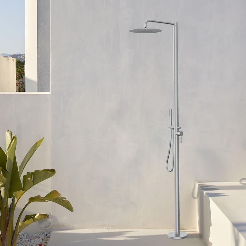 Rbrohant 84"H Stainless Steel Freestanding Outdoor Shower with Handshower