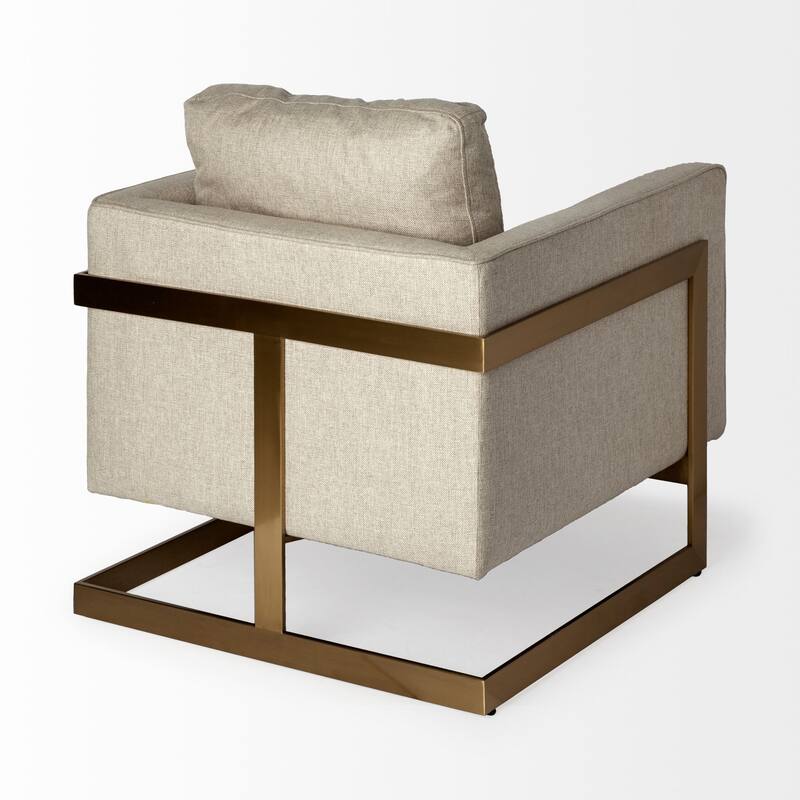 Rupert Cream Poly-Linen Seat w/ Gold Stainless Steel Frame Accent Chair