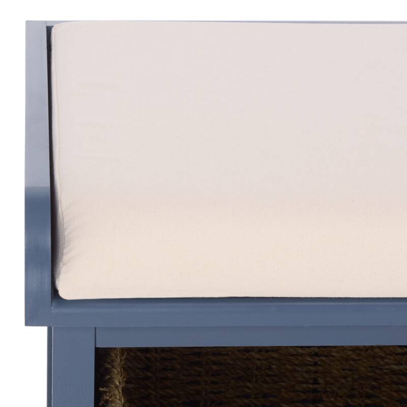 SAFAVIEH Eola Grey/ White Storage Bench - 47" x 16.1" x 19.9" - 47"W x 16"D x 20"H