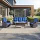 Option Brown Wicker with Blue Cushion