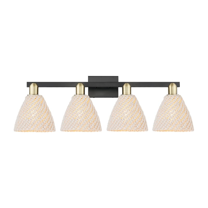 Innovations Lighting 716-4W-11-36 Natural Ballston Dome Vanity Natural - Black Antique Brass / Natural