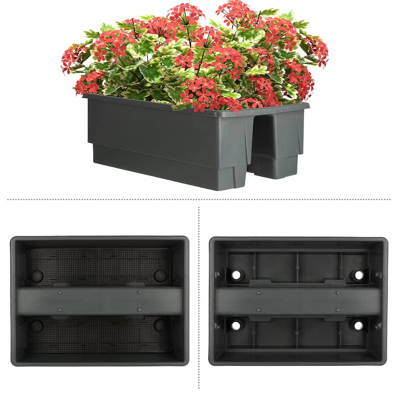 Pure Garden 20.75in Railing Planter - 6-Gal Outdoor Flower Box