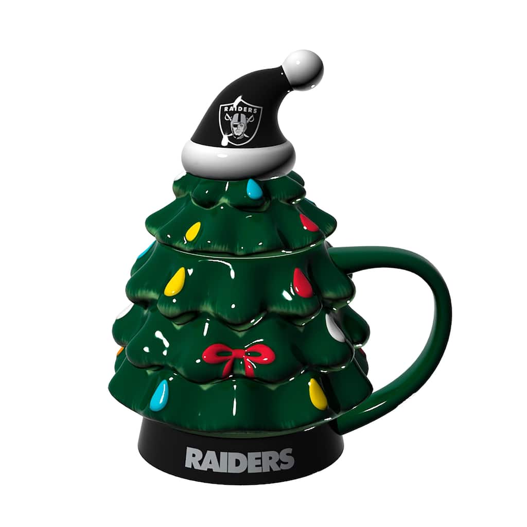 Las Vegas Raiders, 14 oz Ceramic Christmas Tree Cup Gift Set