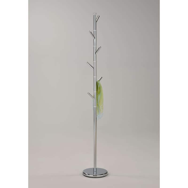 Modern 6 Hook Metal Coat Rack (Chrome)