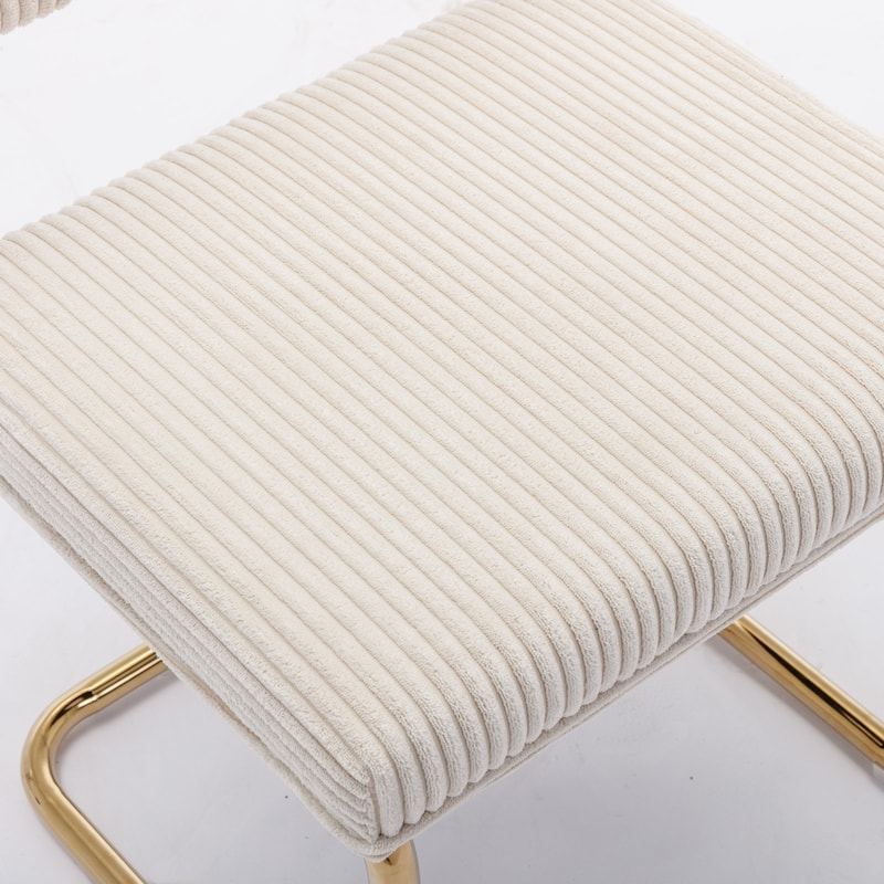 Roomfitters Modern Corduroy Dining Chairs Set of 2, Upholstered Armless Accent Chairs with Gold Metal Frame