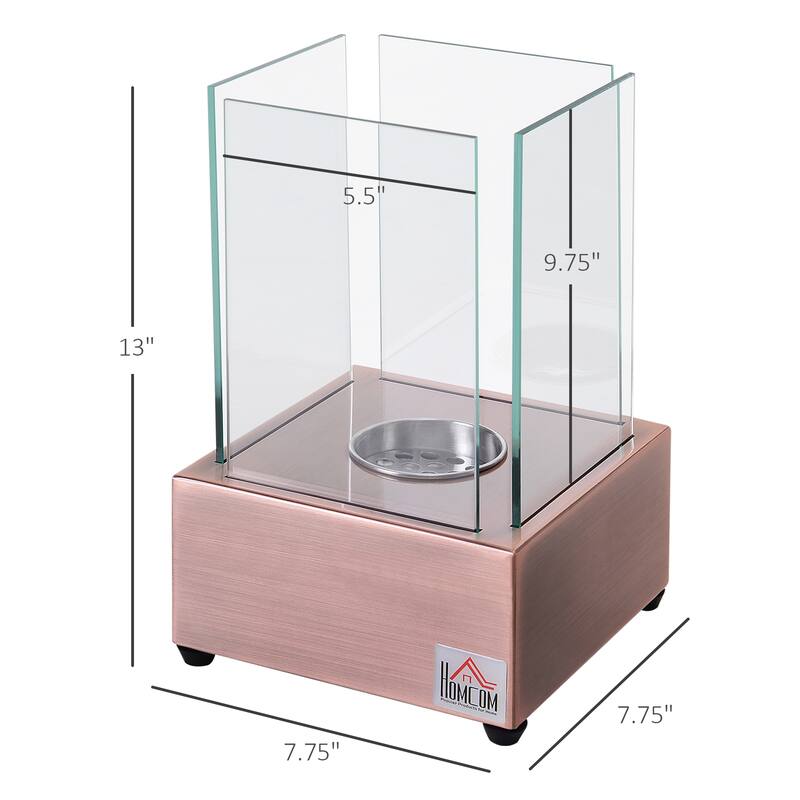 HOMCOM Freestanding Tabletop Ventless Bio Ethanol Fireplace Glass