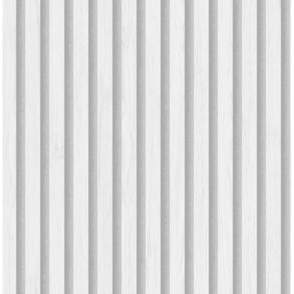 Fine Decor Millard White Wood Slats Wallpaper - N/A