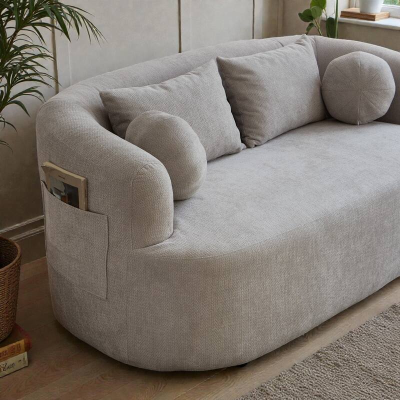 Sofa-in-a-Box Memory Foam 2-Seater Couch, Deep Seat Chenille Loveseat, No Assembly, Modern Compact Sofa for Living Room