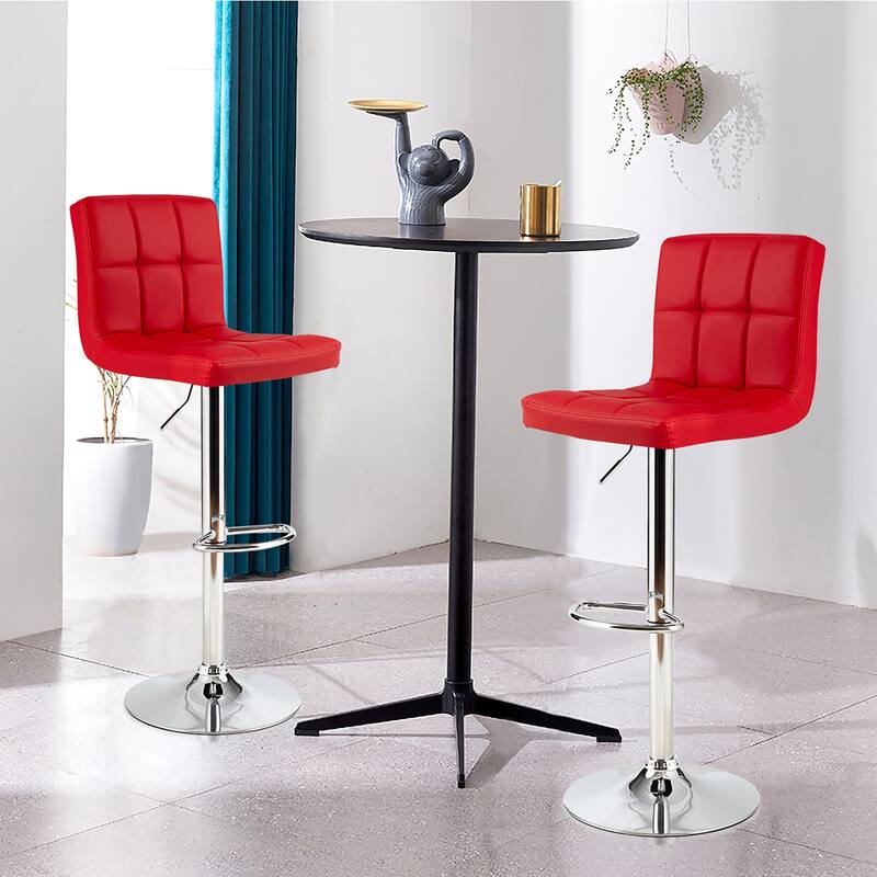 Costway Set of 2 Adjustable Bar Stools PU Leather Swivel Kitchen